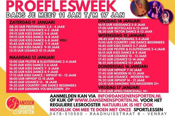 Proeflesweek Janssen Dansen & Sporten