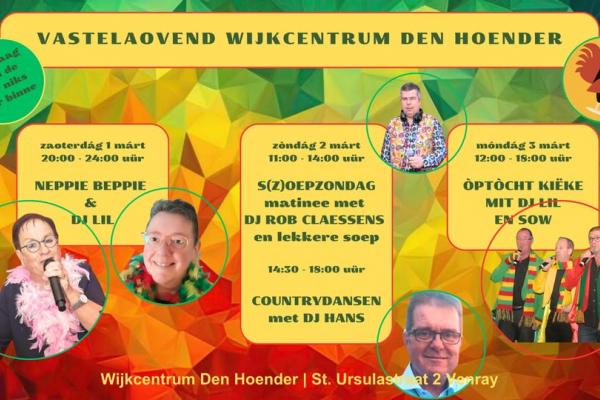 Vastelaovend vur de Wiek | S(Z)oepzondag Matinee en Country bij Wijkcentrum Den Hoender